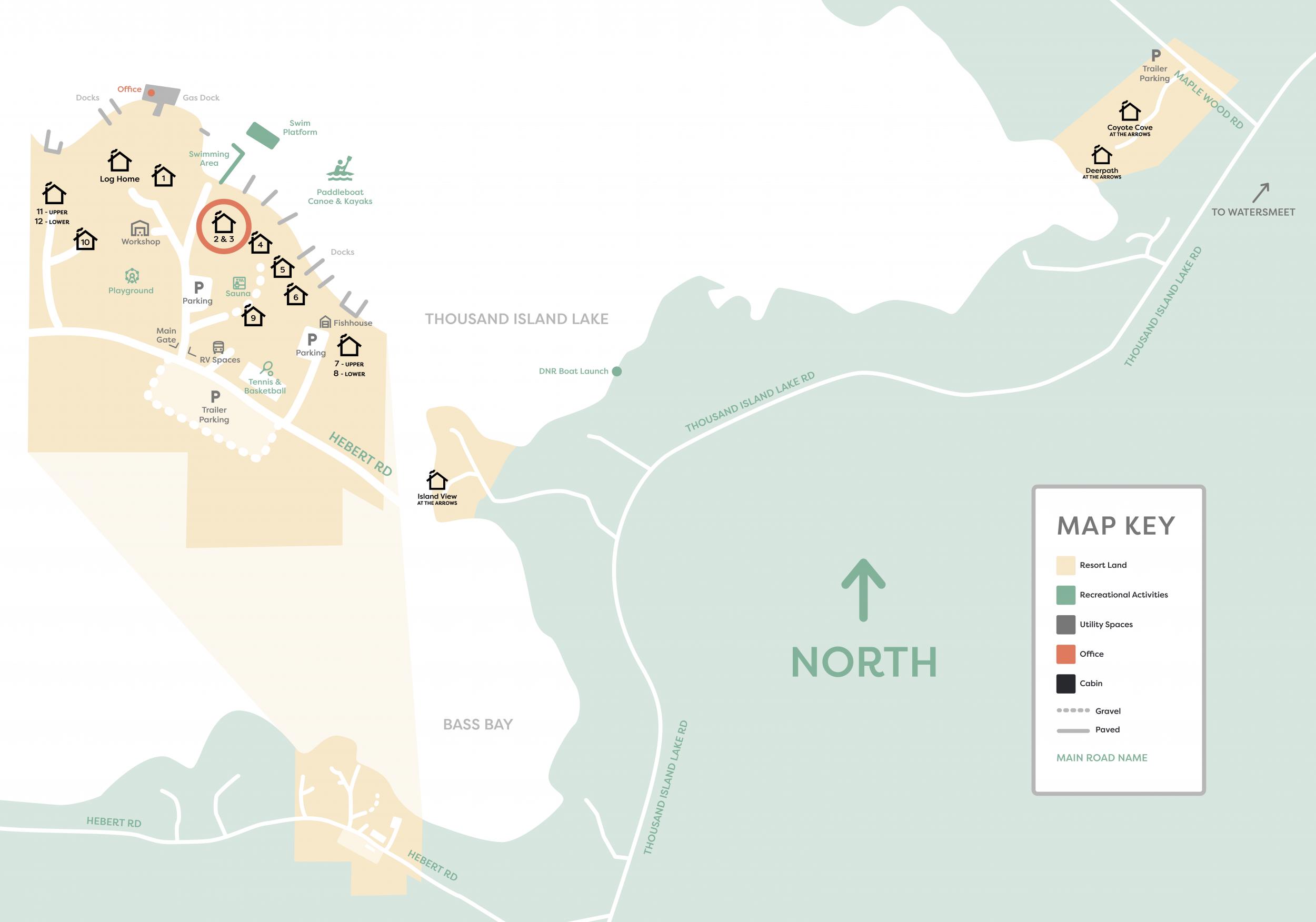 Thousand Island Lake Resort Map-Cabin 2