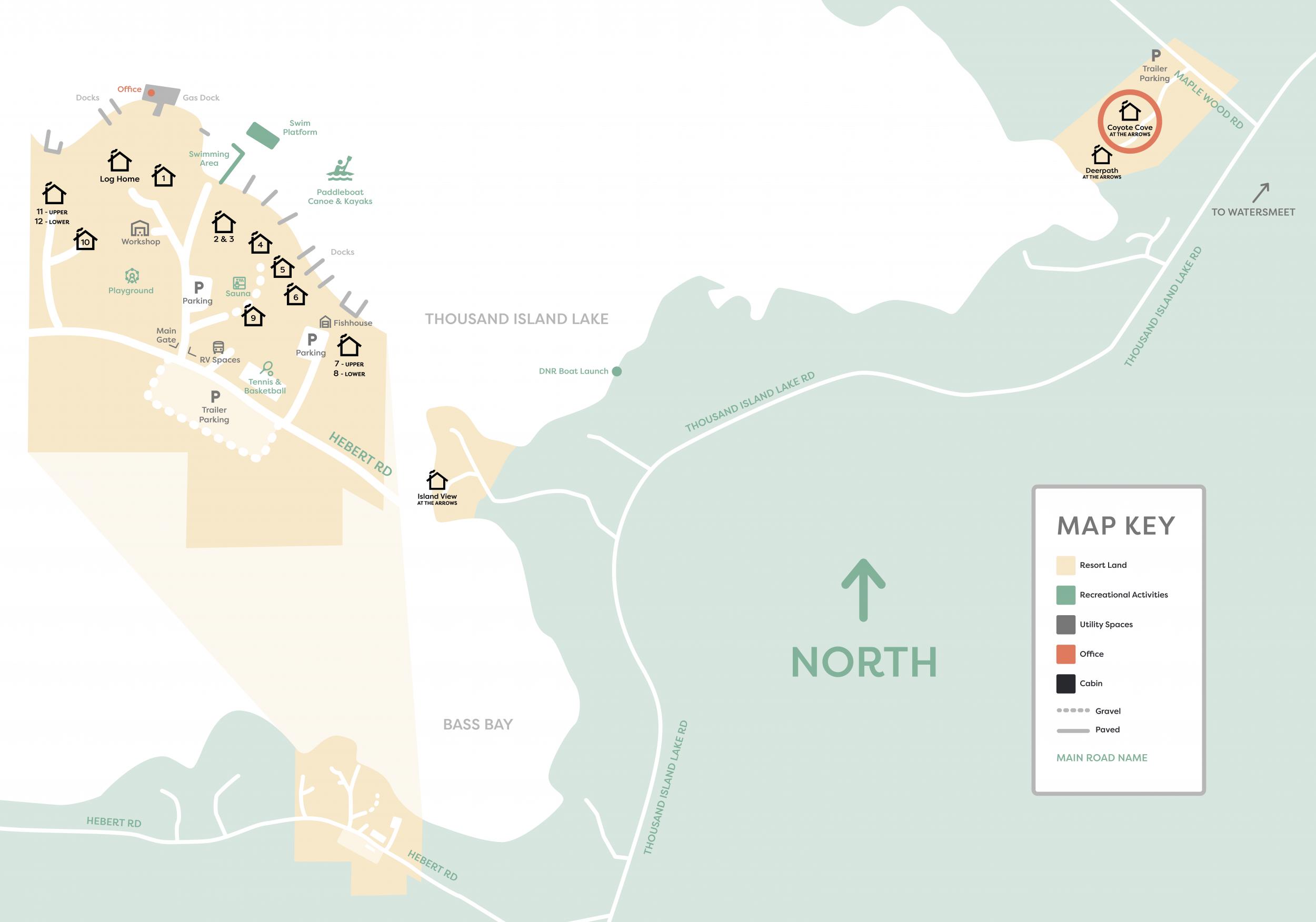 Thousand Island Lake Resort Map-Coyote Cove