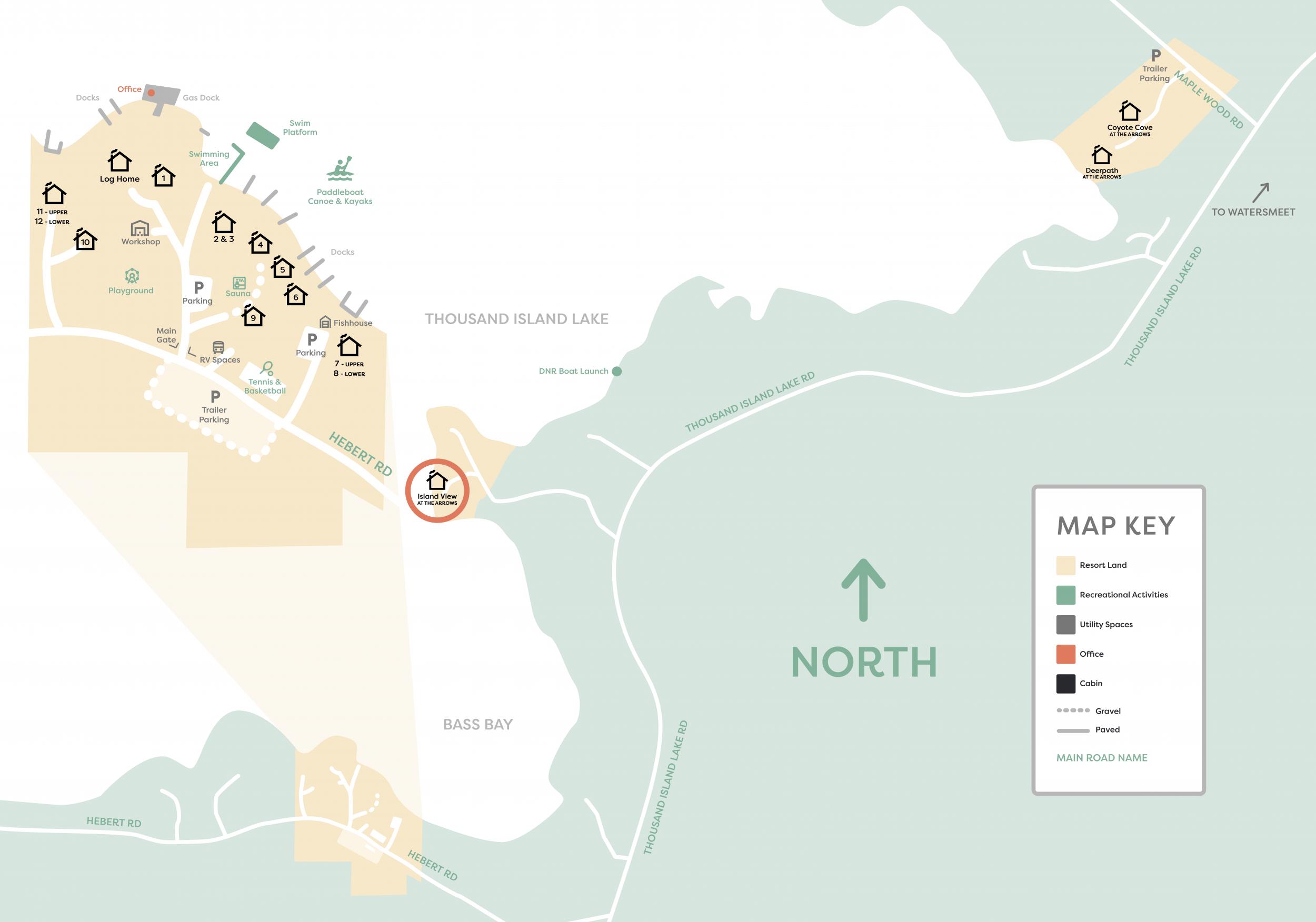 Thousand Island Lake Resort Map-Island View